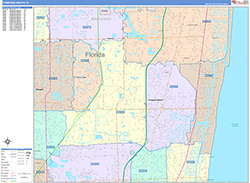 Pompano Beach Wall Map Color Cast Style 2026